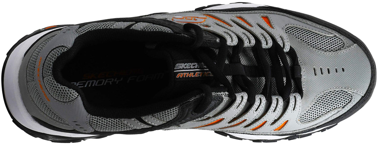 Skechers Men's Afterburn Memory Fit Lace-up Sneaker, Grey/Orange, 9 M US