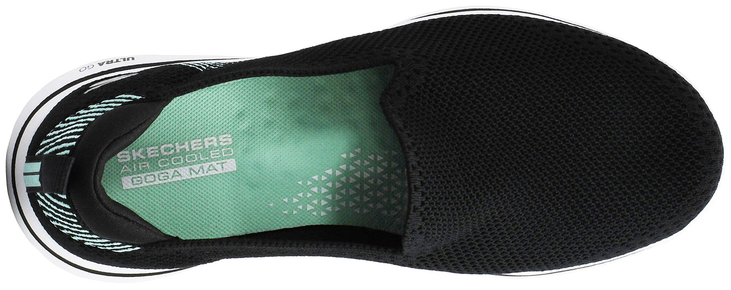 Skechers Women's GO Walk 5-Prized Sneaker, Black/Aqua, 9.5 M US