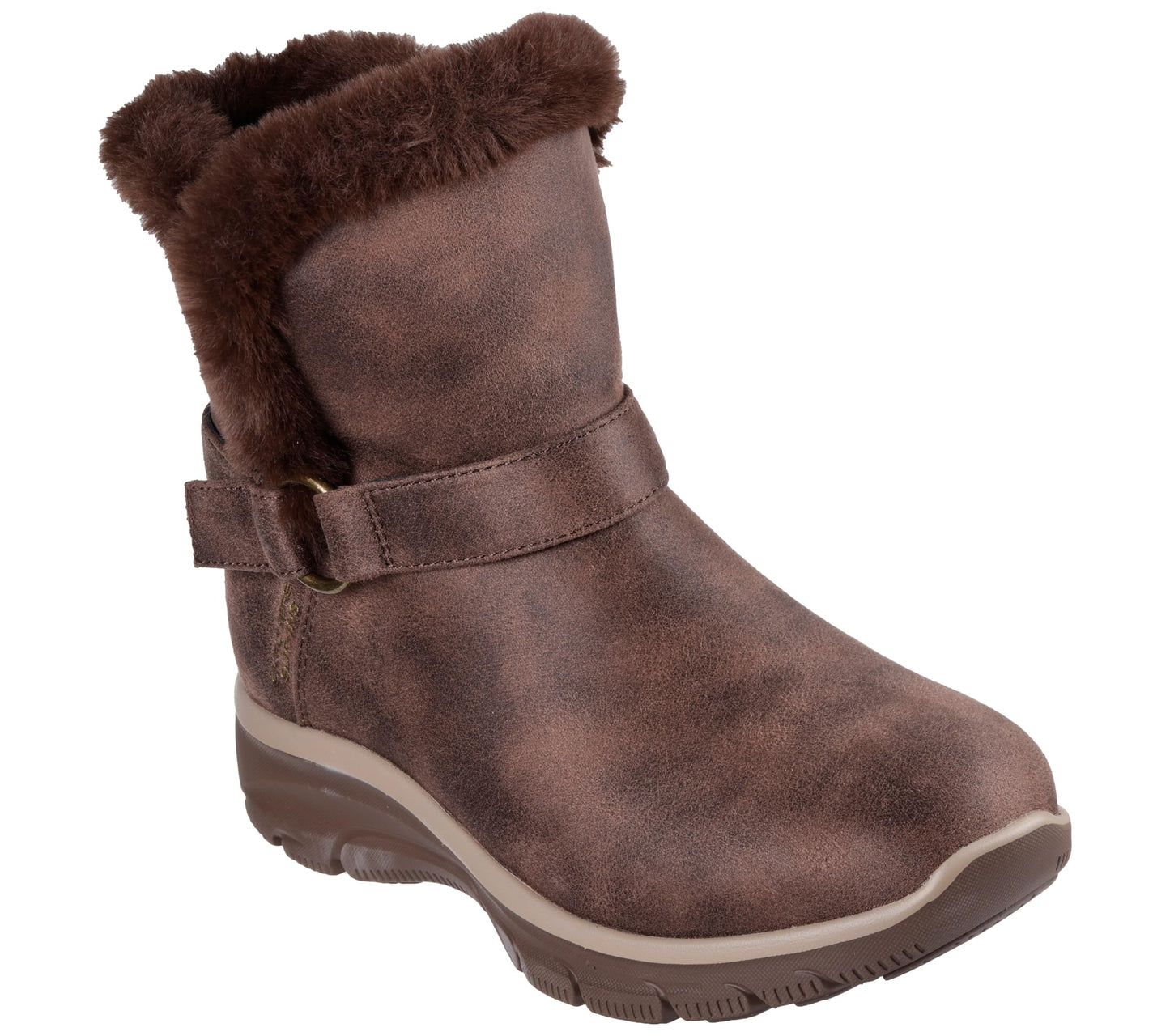 Skechers Women's EASY GOING - DREAMERS MOVE - Hands Free Slip-Ins tall buckle wrap boot, Chocolate, 8.5 M