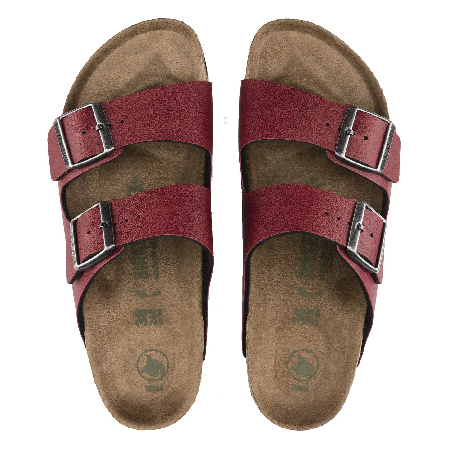 Birkenstock Arizona Unisex Leather Sandal, Bordo, 9