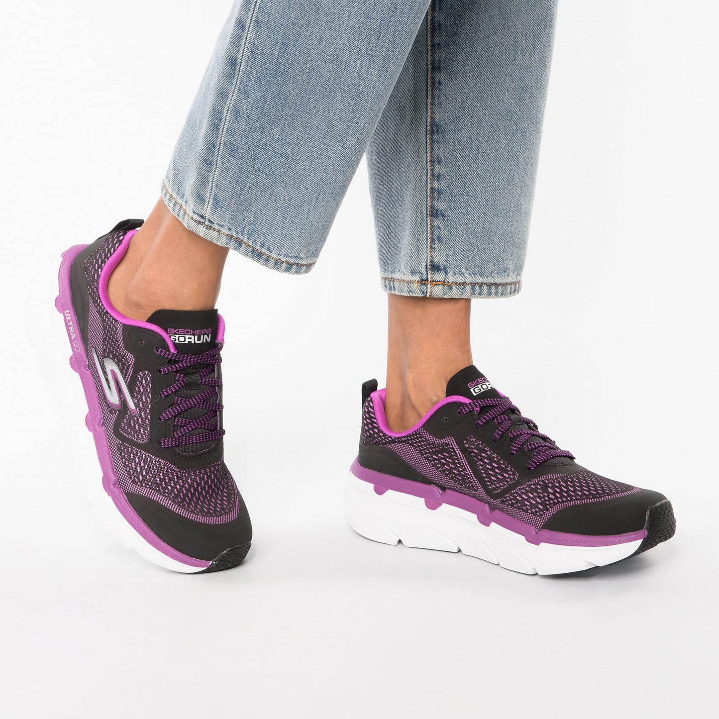Skechers Women's MAX Cushion - 17690 Shoe, Black/Purple, 10 M US