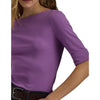 Lauren Ralph Lauren Womens Stretch Cotton Boatneck Tee Aurora Violet M