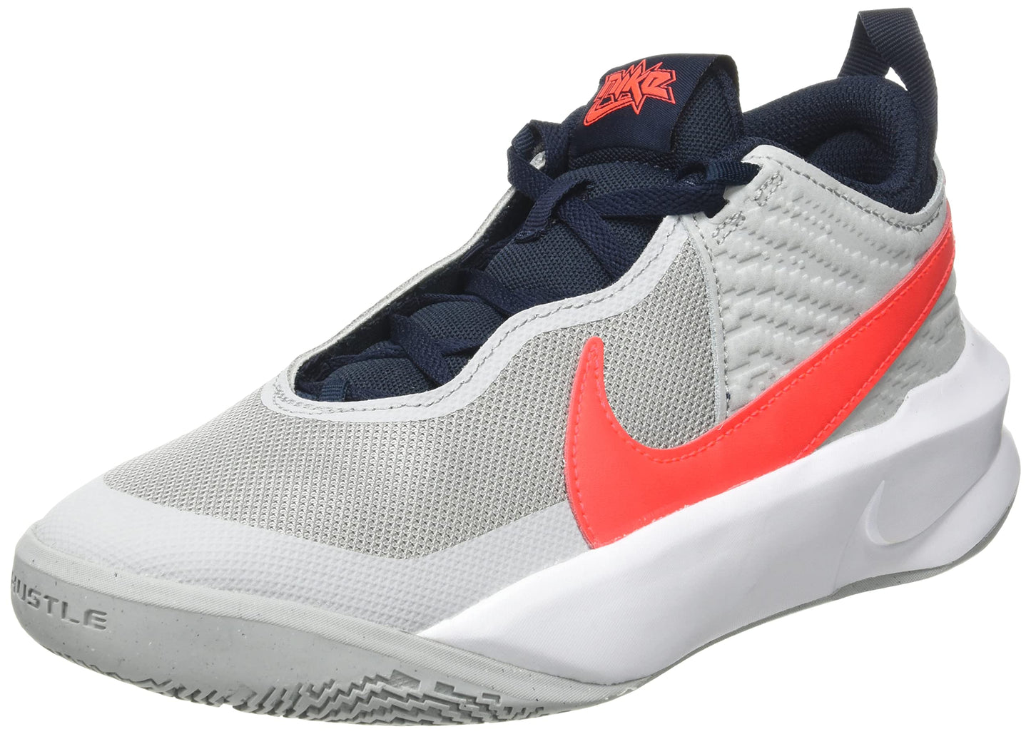 Nike Team Hustle D 10 GS Trainers Cw6735 - Light Smoke Grey Bright Crimson 006