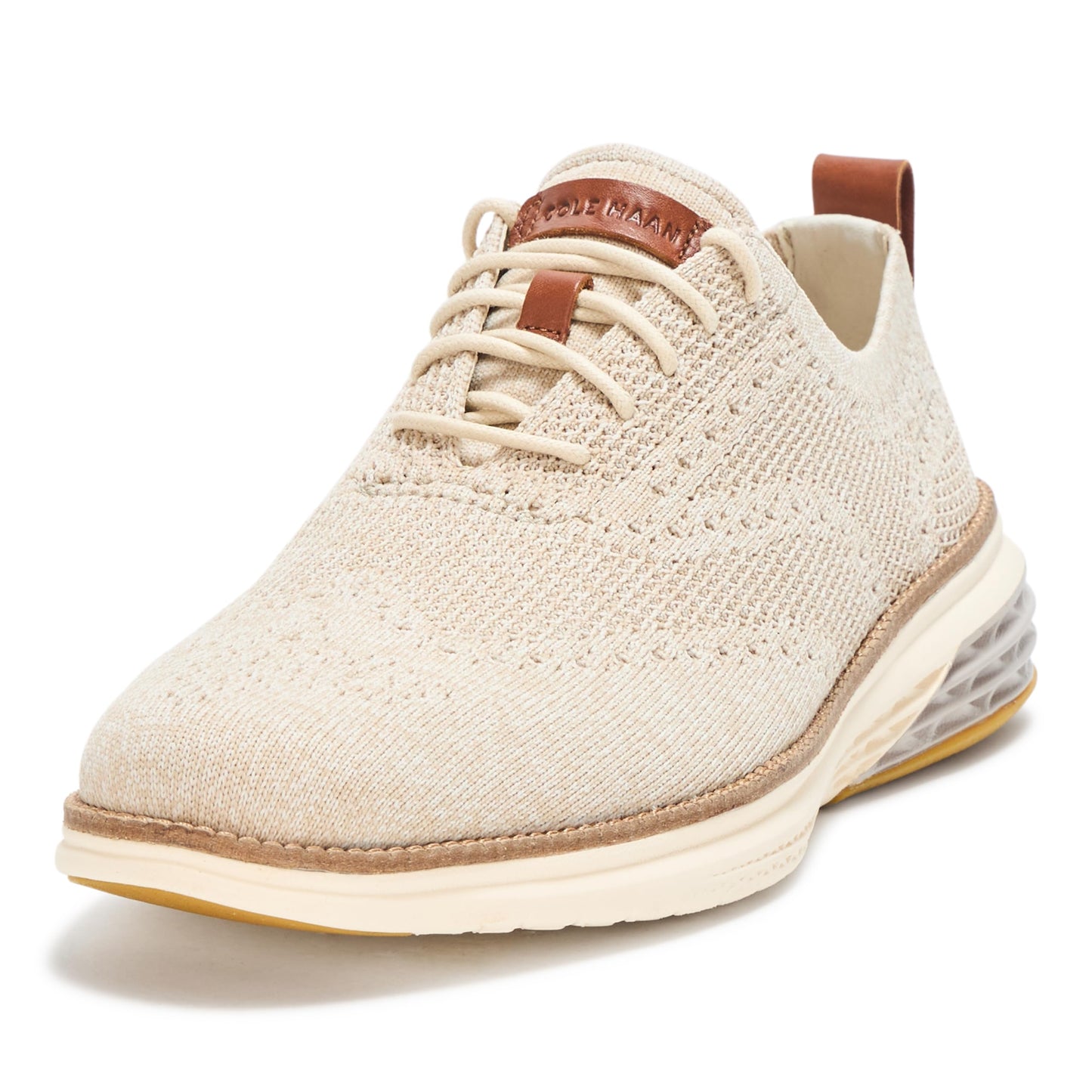 Cole Haan Men's Grand Hurrion Stitchlite Wingtip Oxfords, Birch/Light Sesame/Ivory, 11-M US