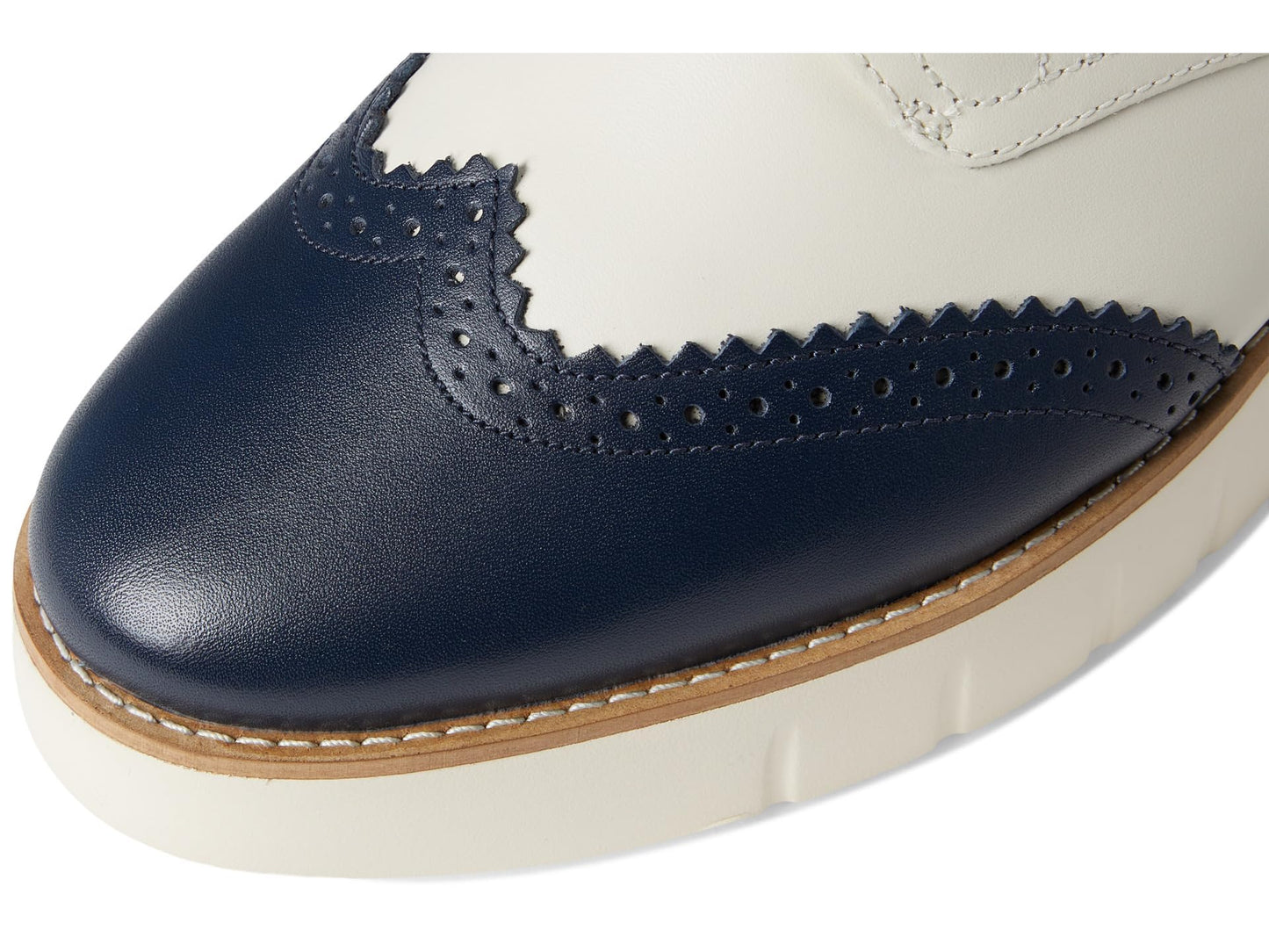 Cole Haan Womens Grand City Platform Oxford, Ivory and Navy Blazer/Ivory, 6.5 Medium