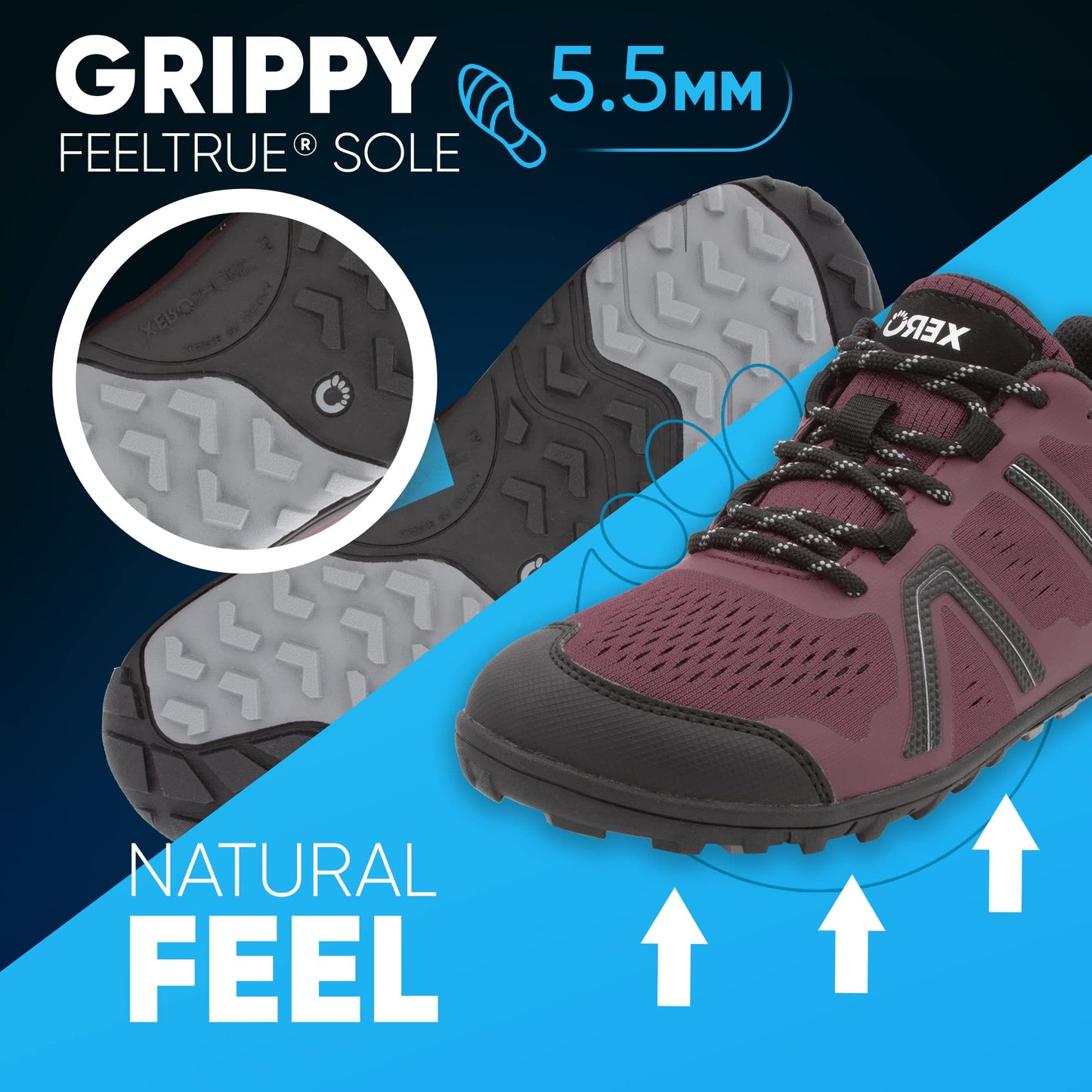 Xero Shoes Women's Mesa Trail Barefoot Trail Run Shoes, Muddy Rose, 9.5