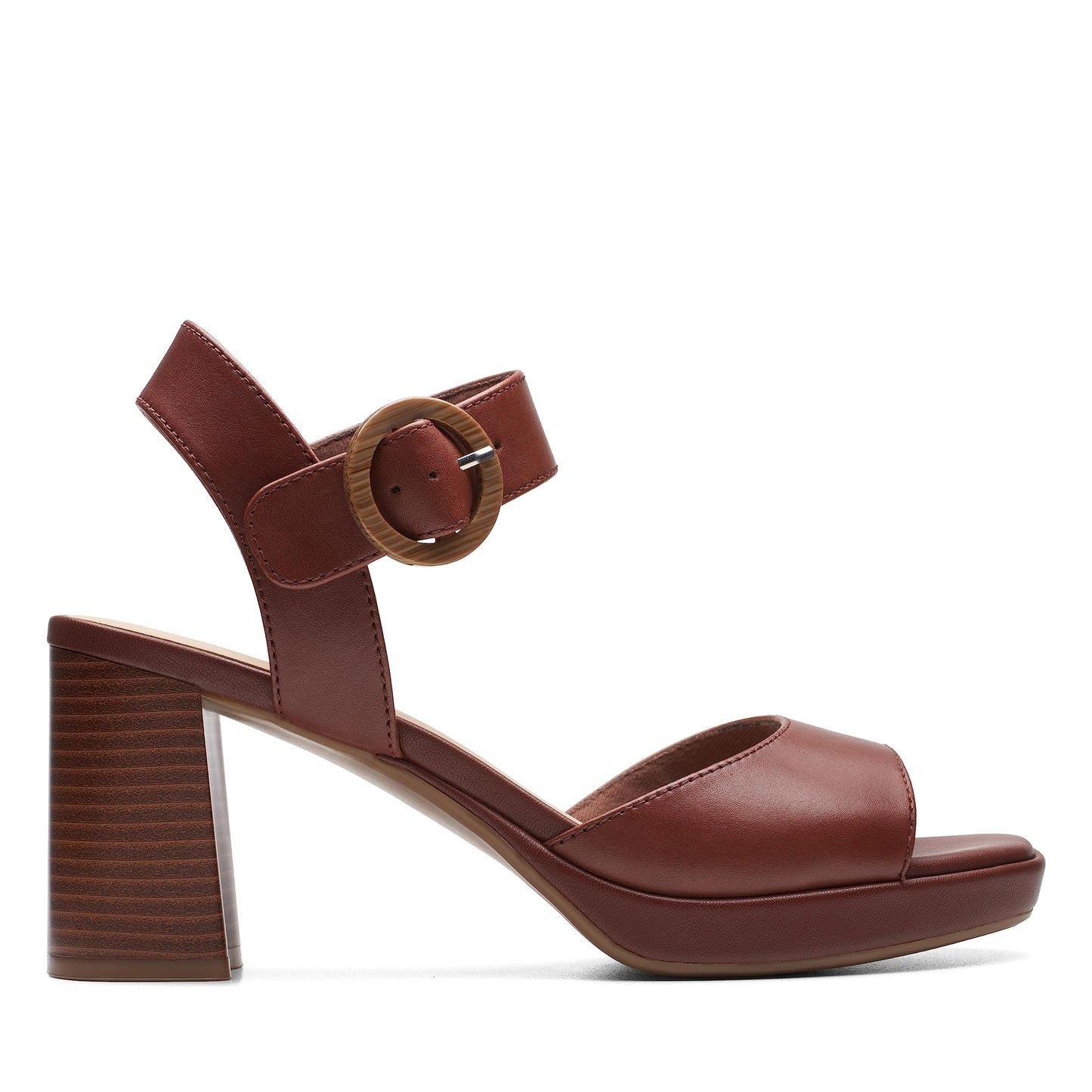 Clarks Collection Women's AmbyrLyn Ruby Heeled Sandal, British Tan Leather, 7 Wide US