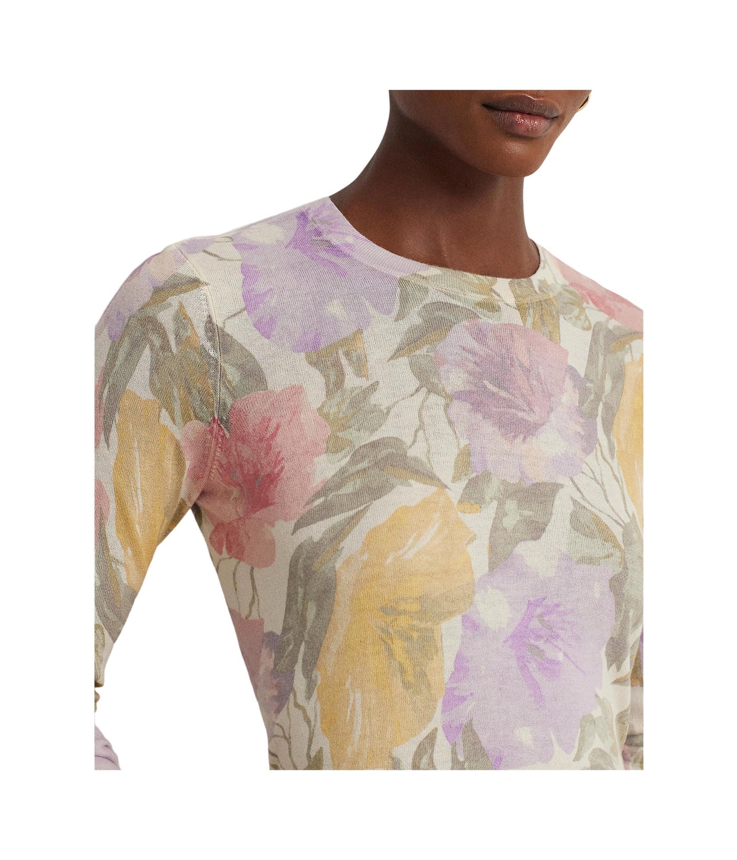 Lauren Ralph Lauren Womens Floral Cotton-Blend Sweater Multi M