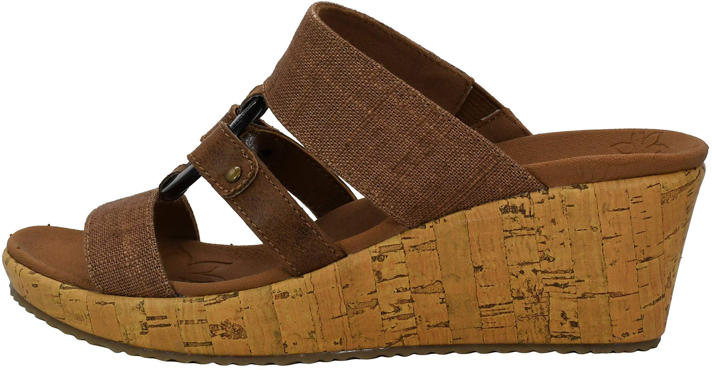 Skechers Women's Beverlee-sail Away Slide Wedge Sandal, Luggage, 6 M US