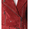[BLANKNYC] womens Luxury Clothing Cropped Suede Leather Motorcycle Jackets, Comfortable & Stylish Coats, Red My Mind, Small