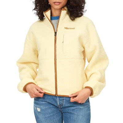 MARMOT Women's Aros Fleece Jacket - Sherpa Jacket with Retro Style for Camping and Hiking in Fall and Winter, Wheat, Large