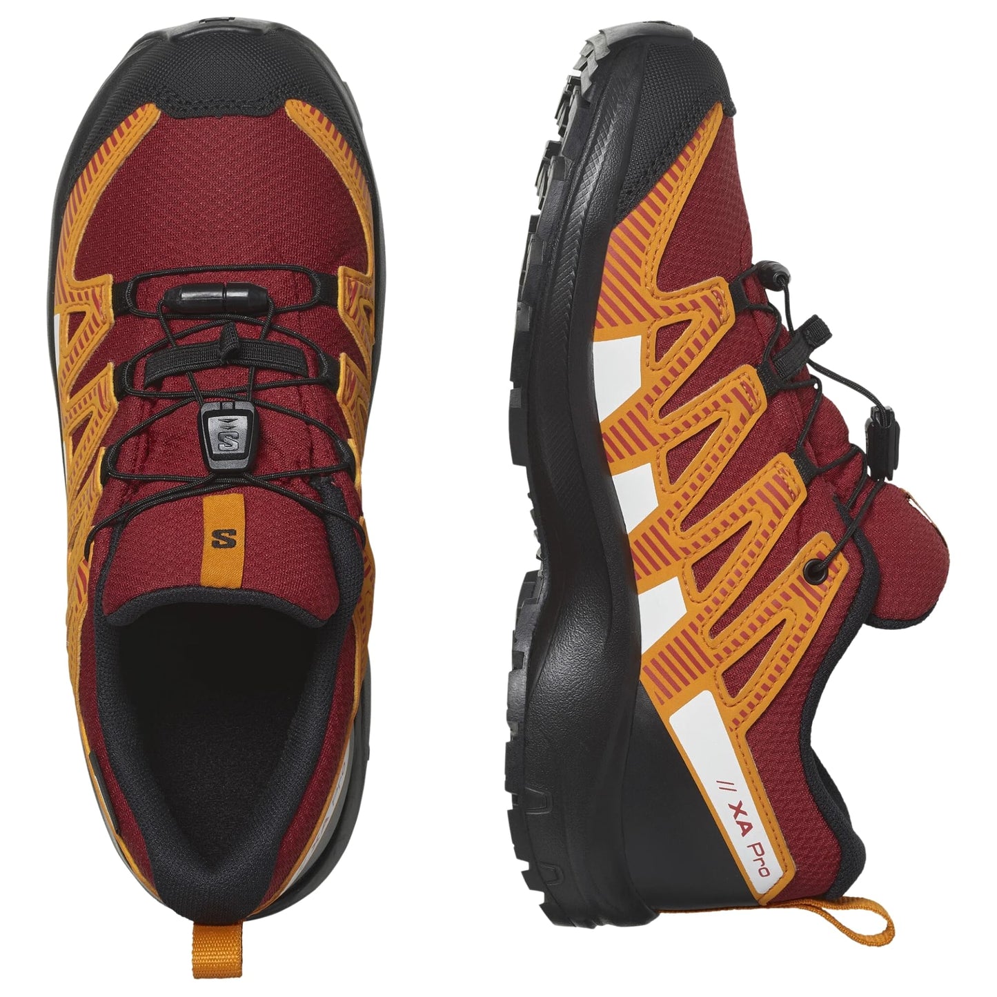 Salomon Xa Pro V8 CS WP (Little Kid/Big Kid) Red Dahlia/Black/Orange Pepper 5 Big Kid M