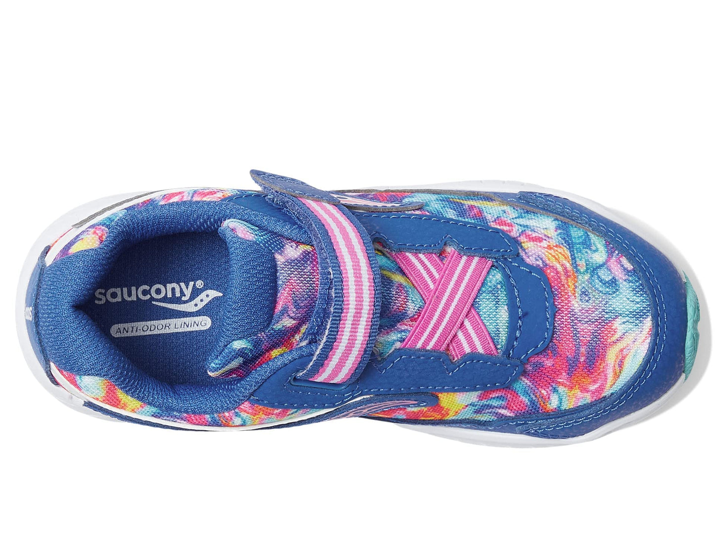 Saucony Ride 10 JR Running Shoe, Blue/Swirl, 8 Wide US Unisex Little_Kid
