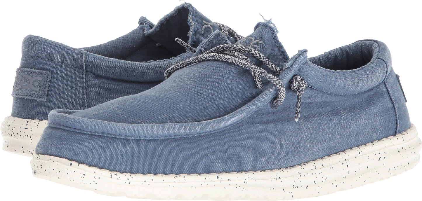 HEYDUDE Men’s Wally Washed Steel Blue Size 10 | Men’s Shoes | Men’s Lace Up | Comfortable & Light-Weight