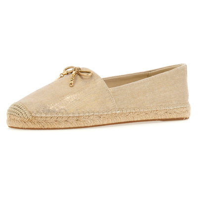 nori espadrille pale gold metal linen
