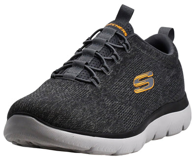 Skechers Men's Summits Louvin Slip-On Sneaker, Charcoal/Orange, 12