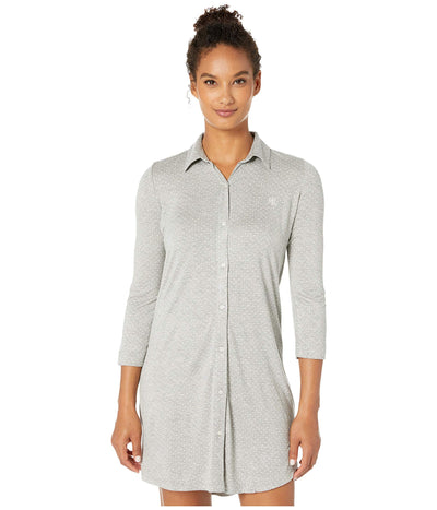 LAUREN RALPH LAUREN 3/4 Sleeve Short Sleepshirt Grey Dot LG (US 12-14)