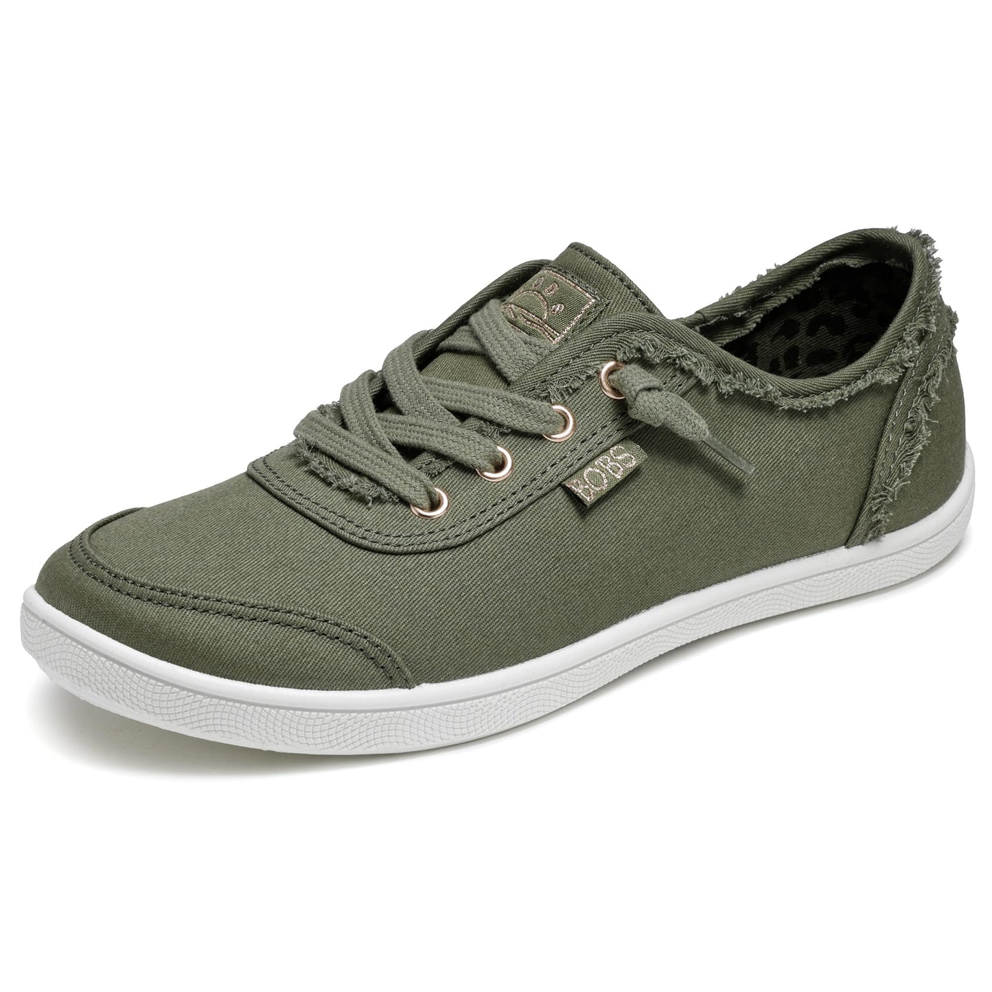 Skechers Women's Bobs B Cute Sneaker – Memory Foam, Flexible Outsole, Lightweight Vegan Shoes, Olive, 7.5