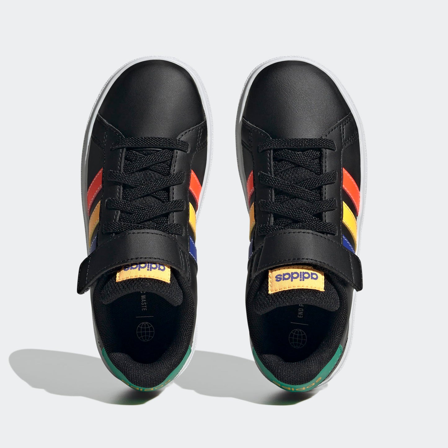 adidas Boy's Grand Court 2.0 EL (Little Kid/Big Kid) Core Black/Lucid Blue/Court Green 6.5 Big Kid M