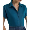 Lauren Ralph Lauren Womens Relaxed Fit Linen Short-Sleeve Shirt Turquoise Sky Small