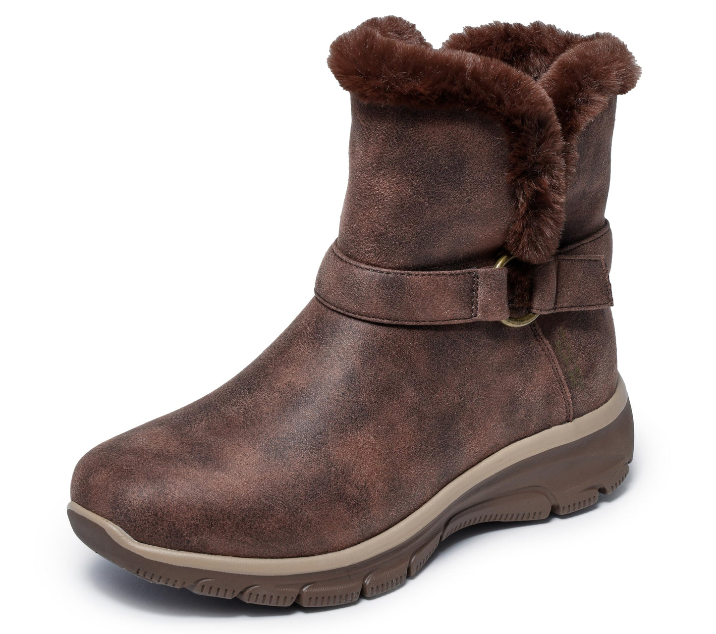 Skechers Women's EASY GOING - DREAMERS MOVE - Hands Free Slip-Ins tall buckle wrap boot, Chocolate, 8.5 M