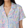 Lauren Ralph Lauren Womens Short Sleeve Notch Collar Cropped Pants PJ Set Blue Paisley LG (US 12-14) One Size