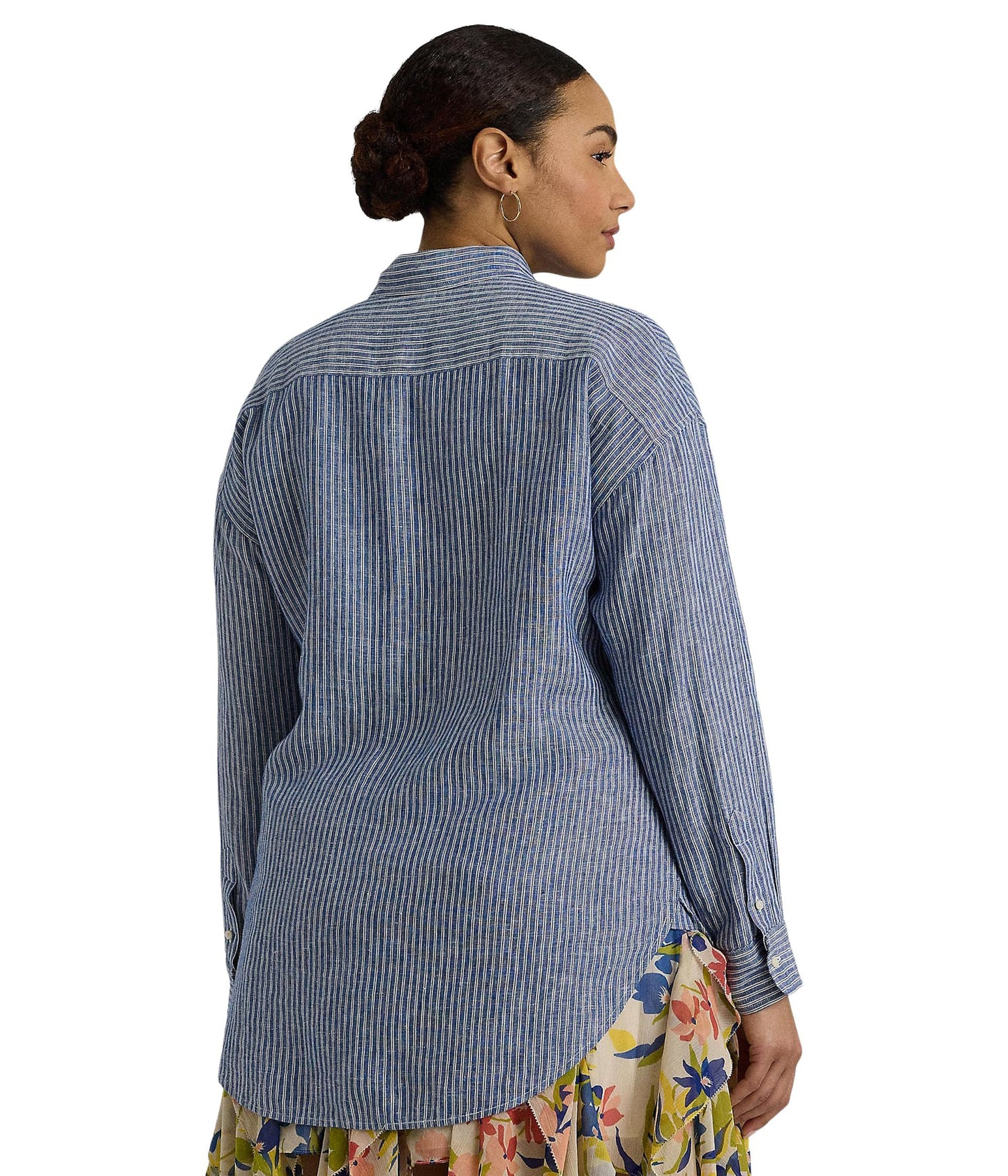 Lauren Ralph Lauren Women's Plus-Size Striped Cotton Broadcloth Shirt Blue/White 1 2X