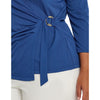 Lauren Ralph Lauren Womens Plus-Size Stretch Jersey Top Indigo Sail 1X