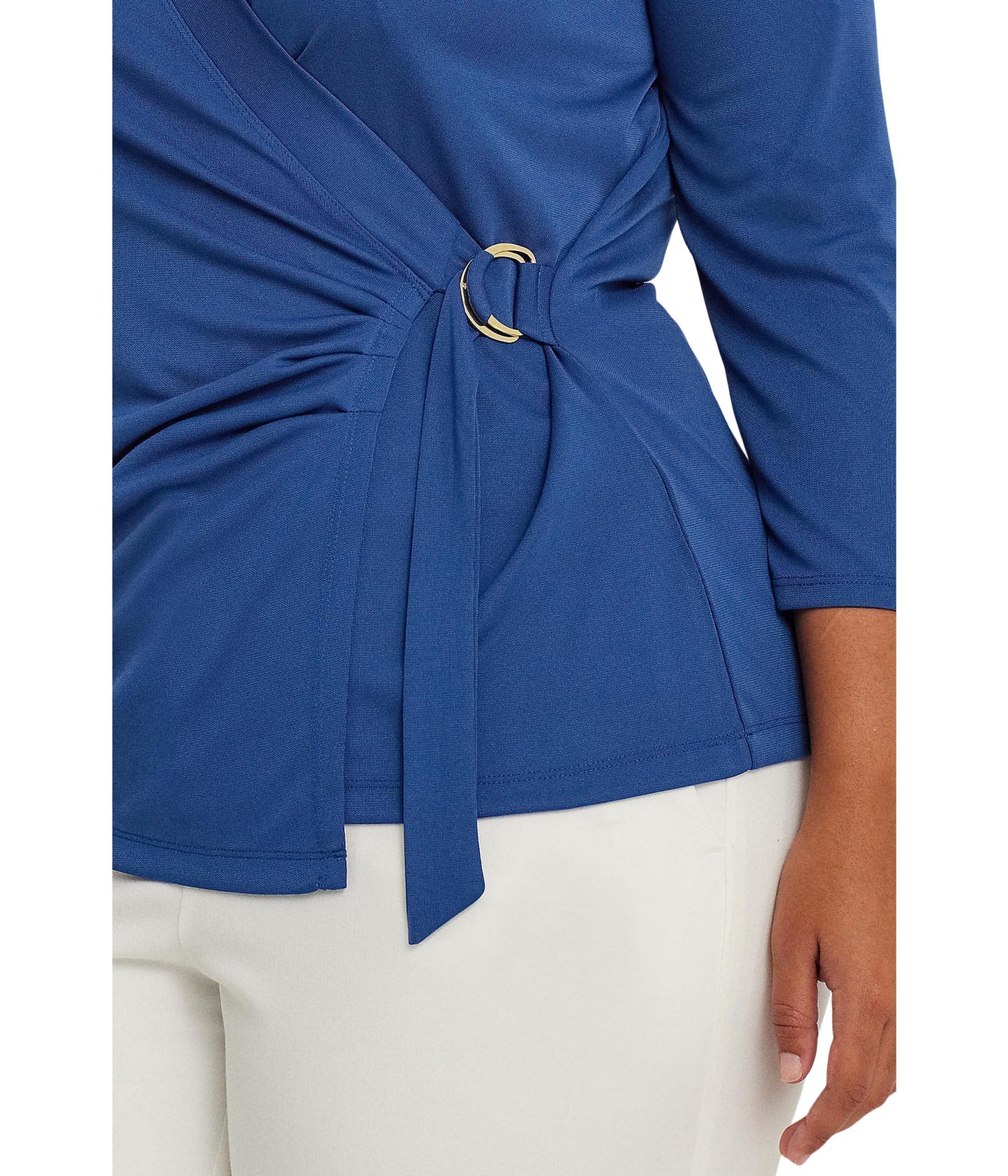 Lauren Ralph Lauren Womens Plus-Size Stretch Jersey Top Indigo Sail 1X