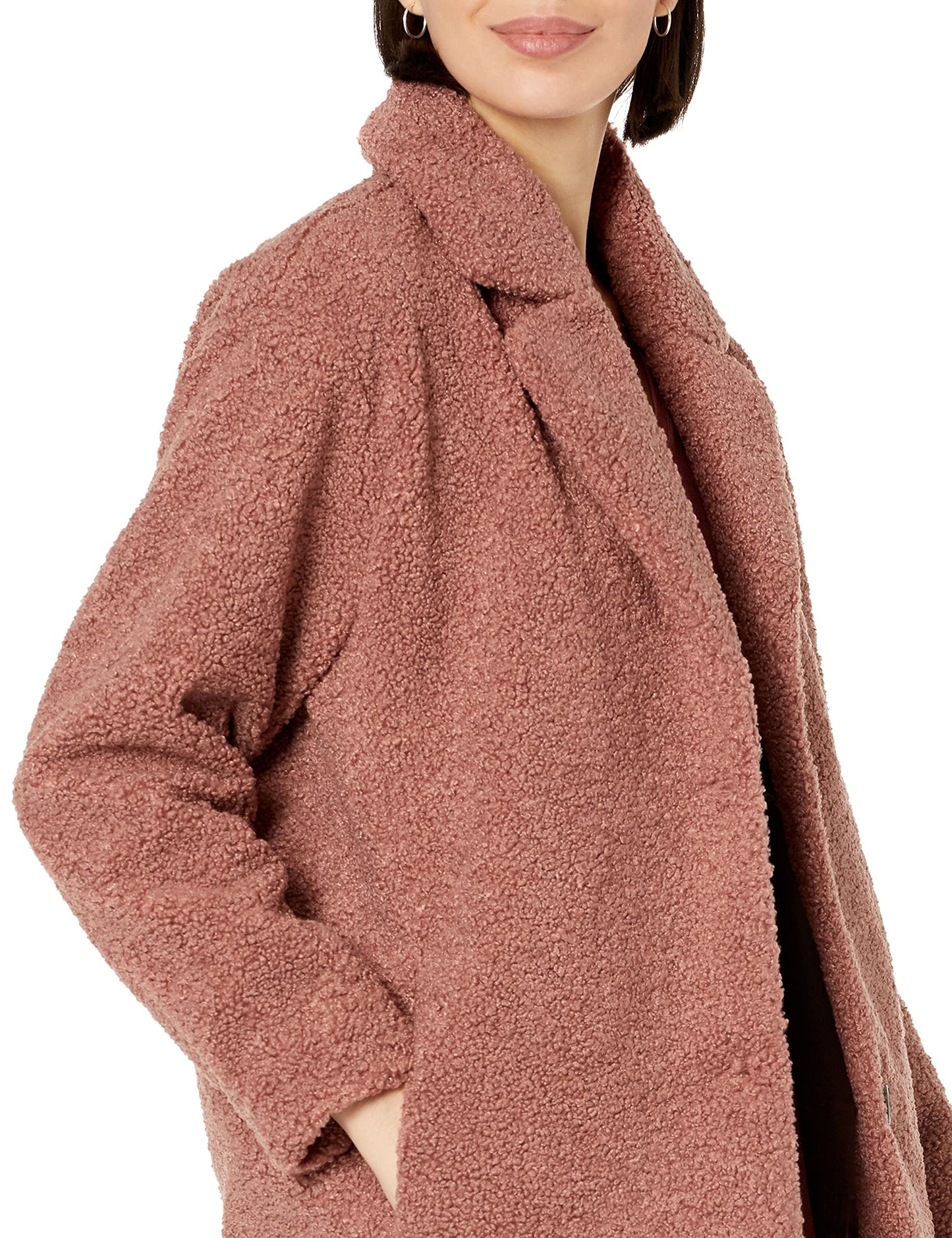 Daily Ritual Women's Teddy Bear Lapel Coat Outerwear, -Dusty Rose, XXL