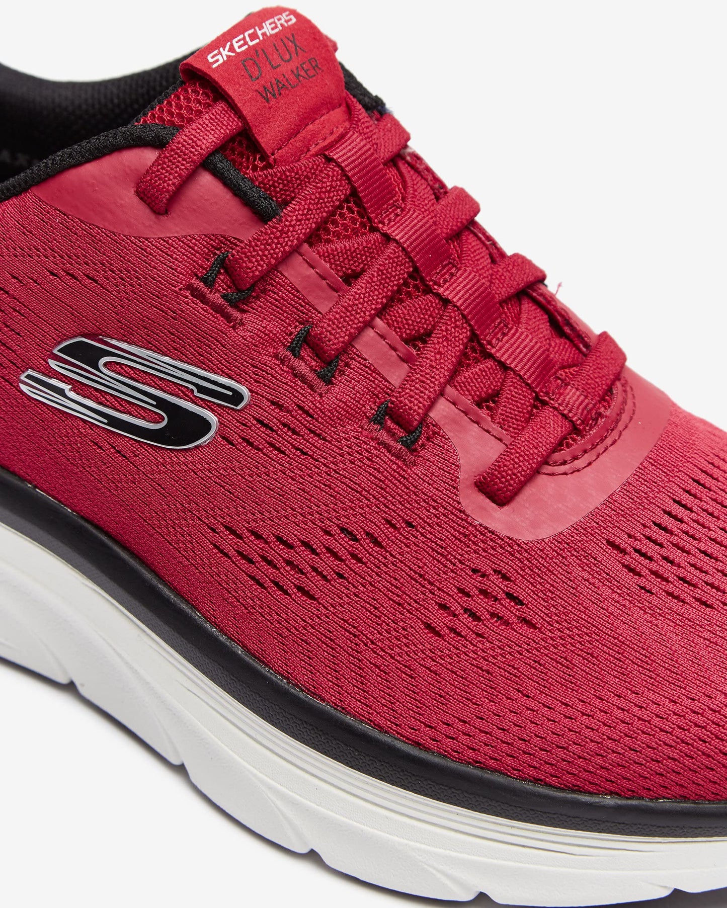 Skechers Mens Relaxed Fit: DLux Walker Commuter Sneaker, Red,White,Black, 10.5