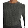 Lauren Ralph Lauren Womens Cable-Knit Puff-Sleeve Sweater Modern Grey Heather Medium