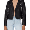 [BLANKNYC] Womens Vegan Leather Moto Jacket Black, Small