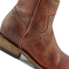 Frye Billy Inside Zip Booties for Women Crafted from Antiqued Pull-Up Leather with Wellington Stitchwork and Piping, Brass Hardware, and Inside Zipper – 5 ¾” Shaft Height, Redwood - 6.5M