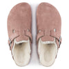 Birkenstock Boston Vegan Birkibuc Clogs Pink Clay