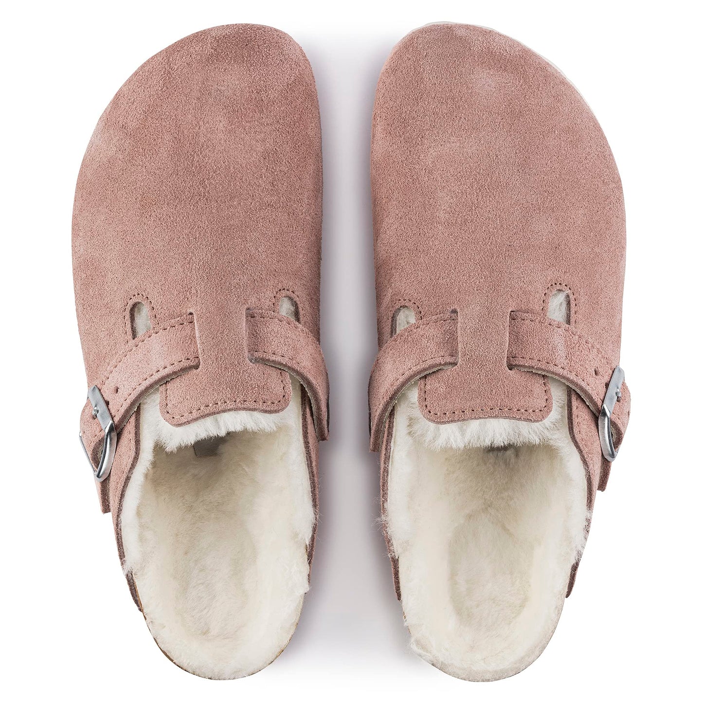 Birkenstock Boston Vegan Birkibuc Clogs Pink Clay