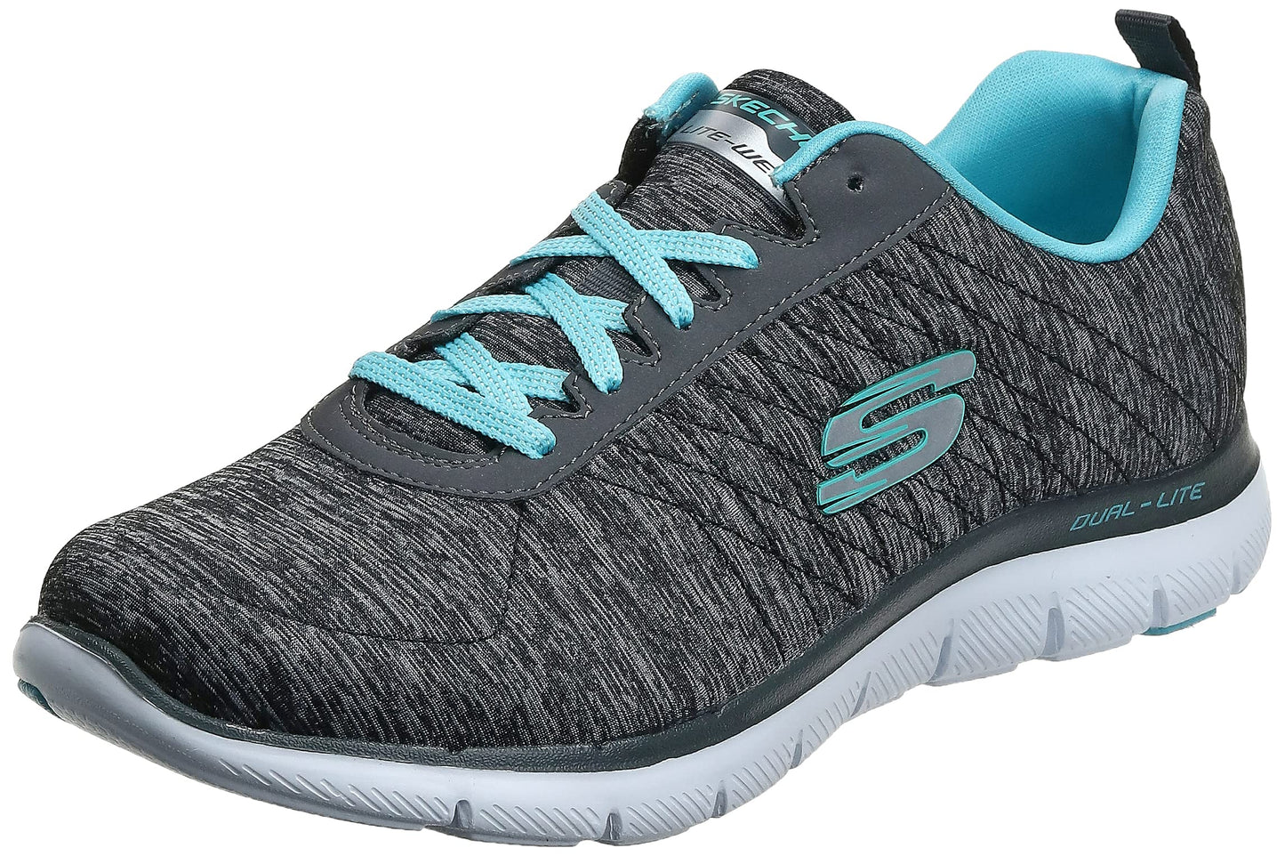 Skechers Women's Flex Appeal 2.0, Black/Blue, 8