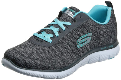 Skechers Women's Flex Appeal 2.0, Black/Blue, 8