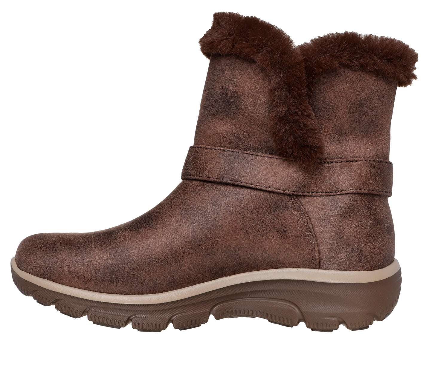 Skechers Women's EASY GOING - DREAMERS MOVE - Hands Free Slip-Ins tall buckle wrap boot, Chocolate, 8.5 M