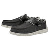 HEYDUDE Men's Wally Canvas Stretch Slip On Shoe, Opal Black Size 4 | Lightweight Casual Loafer | Elastic Laces & Removable Foam Insole