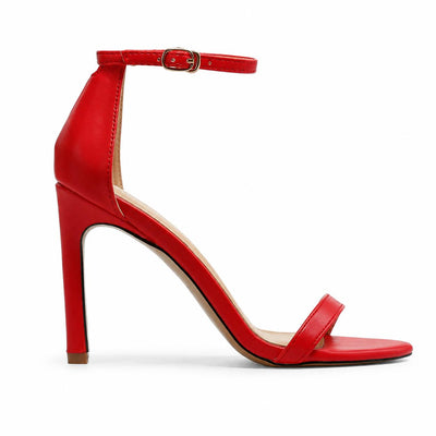 ALLINNINE Women's Ankle Strap High Stiletto Heels Pumps Heeled Sandals Heel Height 100mm(8,Red)