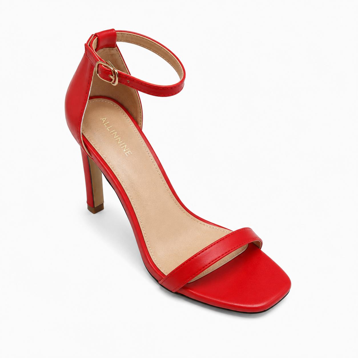 ALLINNINE Women's Ankle Strap High Stiletto Heels Pumps Heeled Sandals Heel Height 100mm(8,Red)