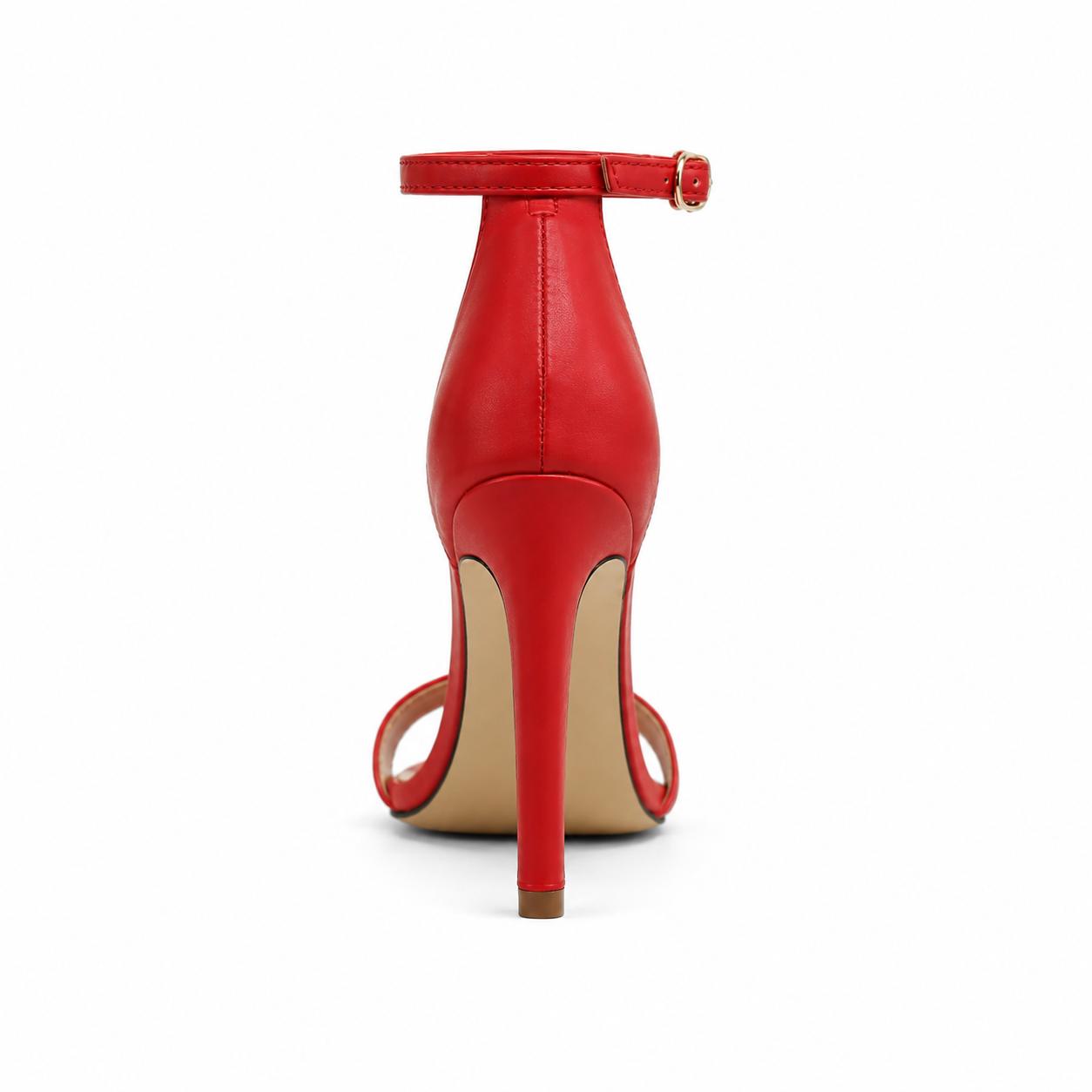 ALLINNINE Women's Ankle Strap High Stiletto Heels Pumps Heeled Sandals Heel Height 100mm(8,Red)