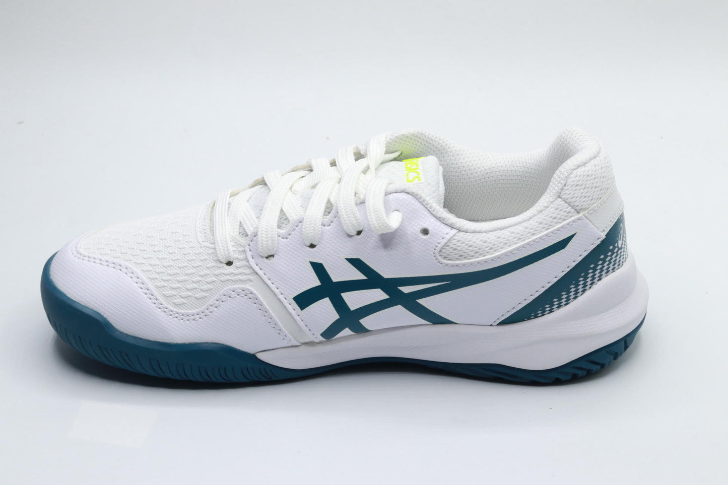 ASICS Kid's Gel-Resolution 9 Grade School Tennis Shoes, 4, White/RESTFUL Teal