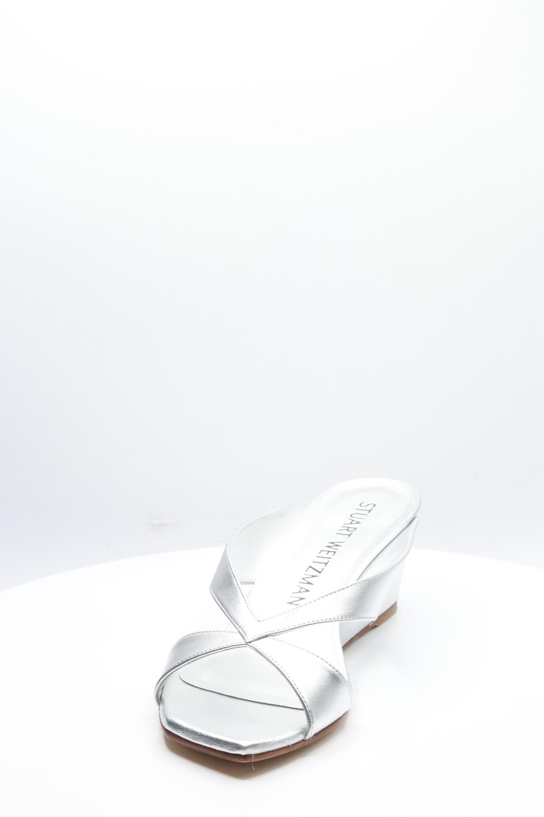 Stuart Weitzman Miami 50 Wedge Slide Silver 9.5 B