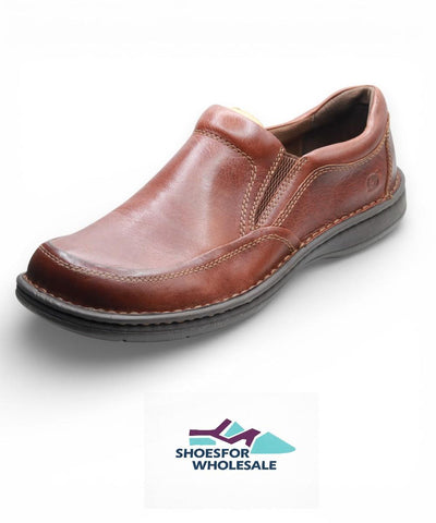 BORN Men’s Blast III Dark Tan Leather Loafers Slip On Casual Comfort Shoes Size 14 M NWOB