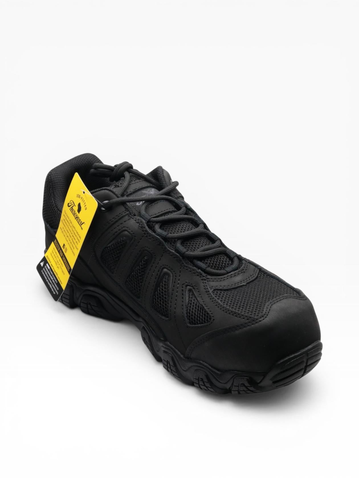 Thorogood Crosstrex Waterproof Athletic Safety Toe Work Shoes for Men - Lightweight Premium Leather and Mesh with Comfort Insole and Slip-Resistant Outsole; ASTM Rated, Black/Grey - 11.5 M