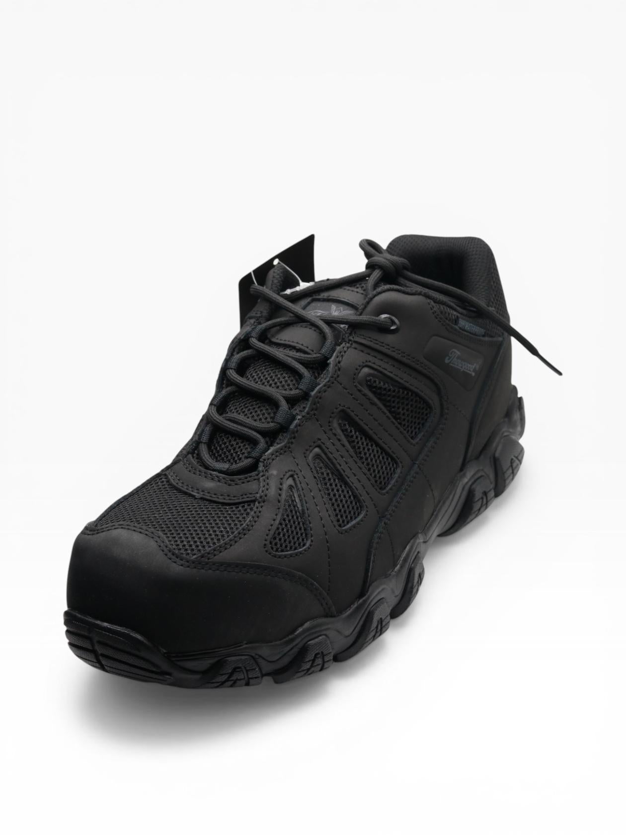 Thorogood Crosstrex Waterproof Athletic Safety Toe Work Shoes for Men - Lightweight Premium Leather and Mesh with Comfort Insole and Slip-Resistant Outsole; ASTM Rated, Black/Grey - 11.5 M