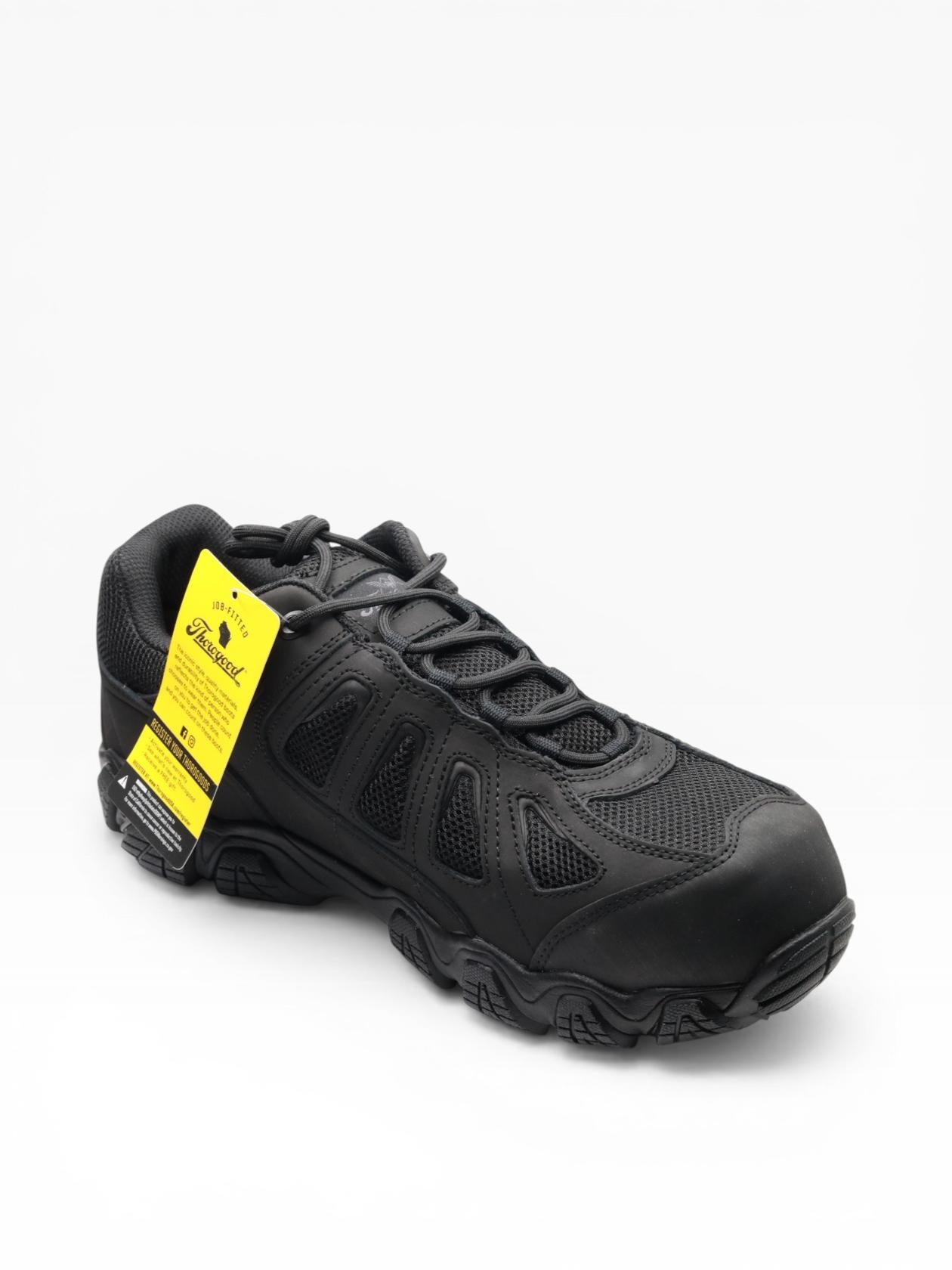 Thorogood Crosstrex Waterproof Athletic Safety Toe Work Shoes for Men - Lightweight Premium Leather and Mesh with Comfort Insole and Slip-Resistant Outsole; ASTM Rated, Black/Grey - 11.5 M