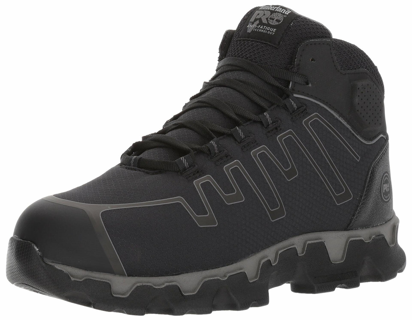 Timberland PRO Men's Powertrain Sport Mid Alloy Safety Toe Industrial Ahletic Work Shoe, Black/Grey, 8.5